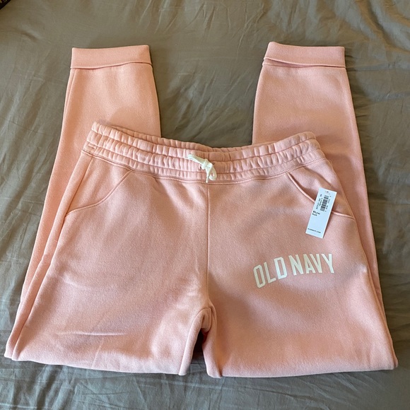 Old Navy Girls Fleece Joggers 14 XL PLUS Sweatpants PINK Logo - Picture 2 of 5